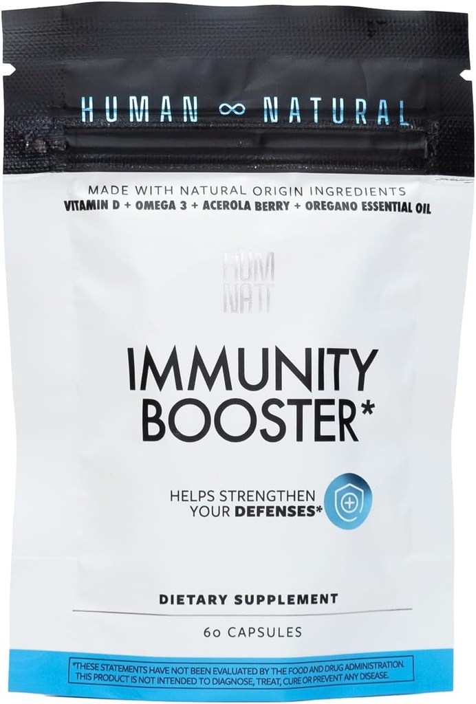 Immunity Booster Vegan Capsules | Vitamin D, Omega-3, Acerola, Kale, Chia Oil, Oregano Oil | Immune Support Supplement | 60 Count
