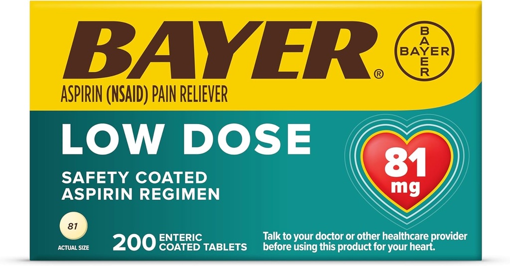 Bayer Aspirin Regimen Ενδομυελικά Δισκία χαμηλής δόσης, 81 mg, 200 Count