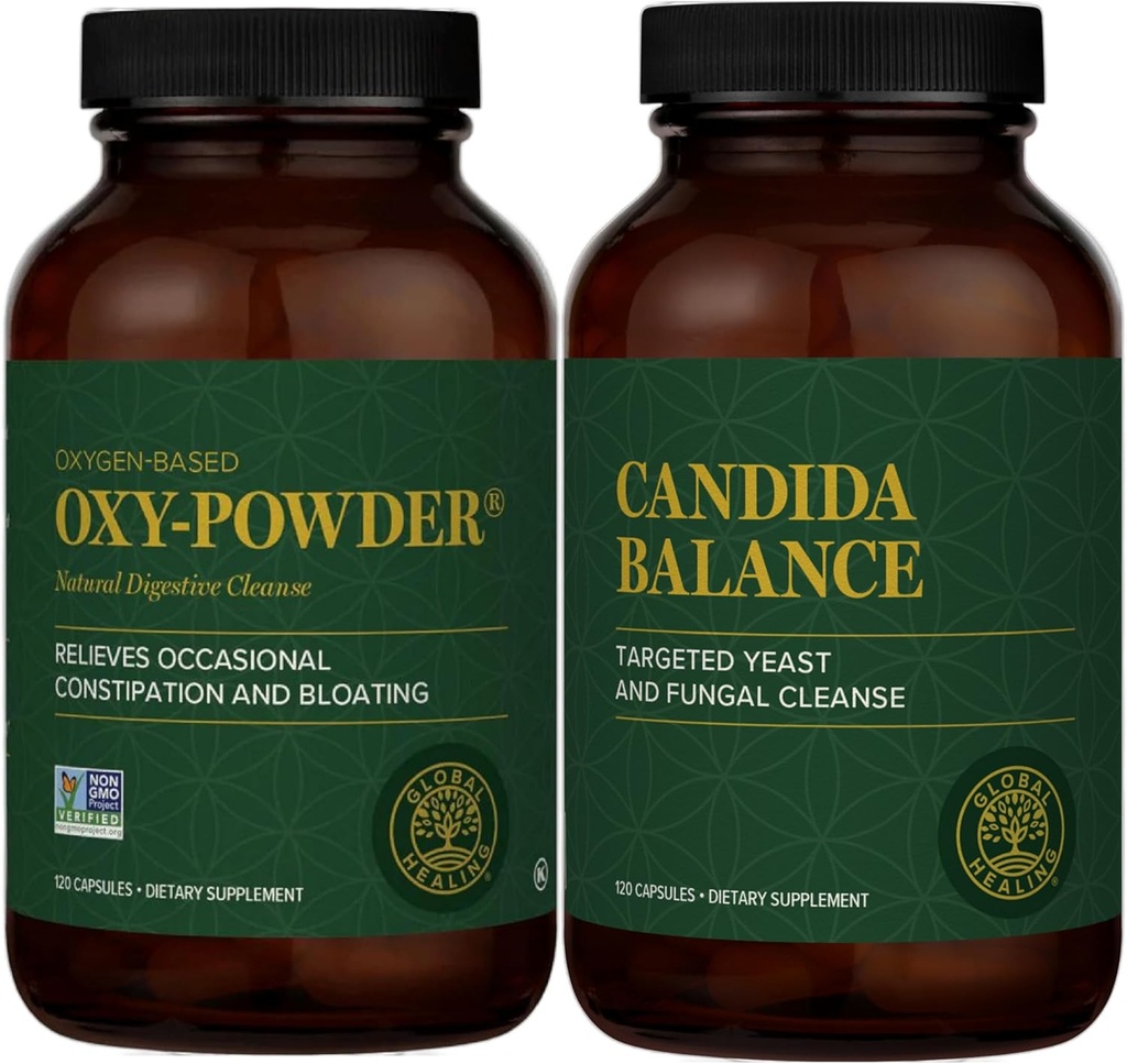 Global Healing Center - Oxy- Powder & Candida Cleanse Kit - Καθαριστικό Κολόν και Αποτοξίνωση για Φυσική Candida Cleanse