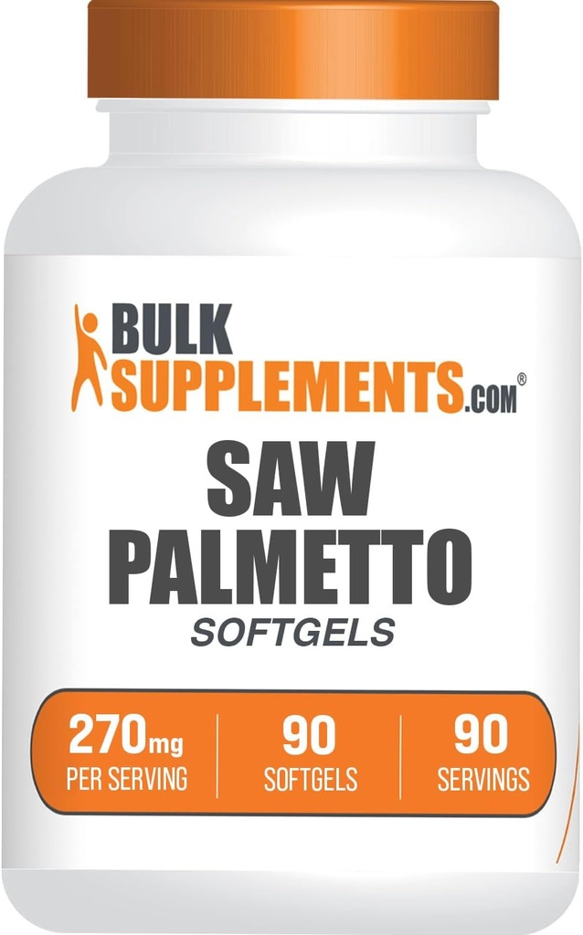 BulkSupplements.com Saw Palmetto Softgels - Saw Palmetto συμπλήρωμα, Saw Palmetto 270mg - συμπλήρωμα βοτάνων, χωρίς γλουτένη, 1 Softgel ανά υπηρεσία, 90 Count (Pack of 1)