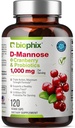 biophix D- Mannose 1000mg κάψουλες με Cranberry & Probiotics - D Mannose συμπληρώματα για τις γυναίκες - D- Mannose χάπια για την ουρική αρθρίτιδα και την κολπίτιδα Υγεία Υποστήριξη - Digestive Well-Being - 120 Vcaps