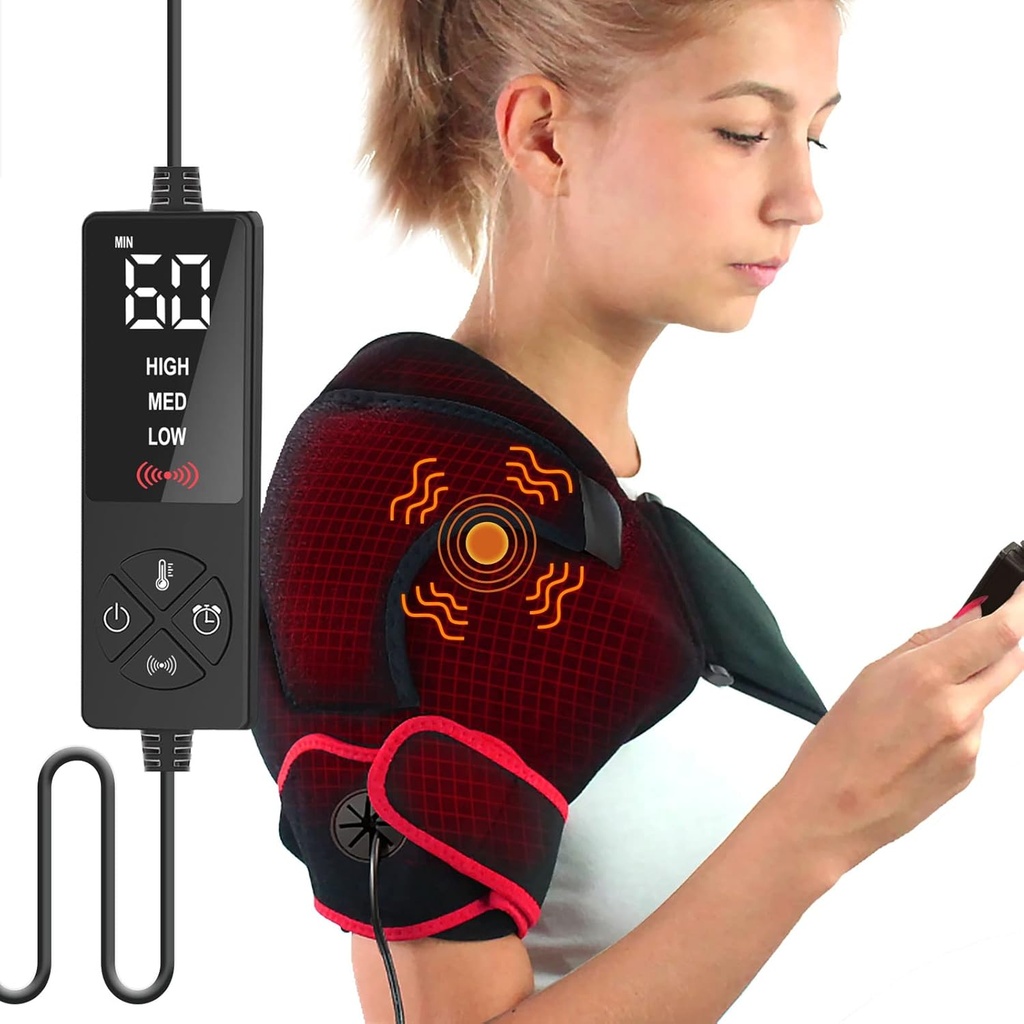 Πλάσμα Θέρμανσης ώμου με Μασάζ για Ανακουφισμό Πόνου ώμου Βαθιά Ιστός, Μασάζ Θέρμανση Pad Ηλεκτρικό για Κατεψυγμένο Ώμο, Πέδηση Αρθρίτιδα ώμου, Τενοντίτιδα, Περιστροφέας Πόνος