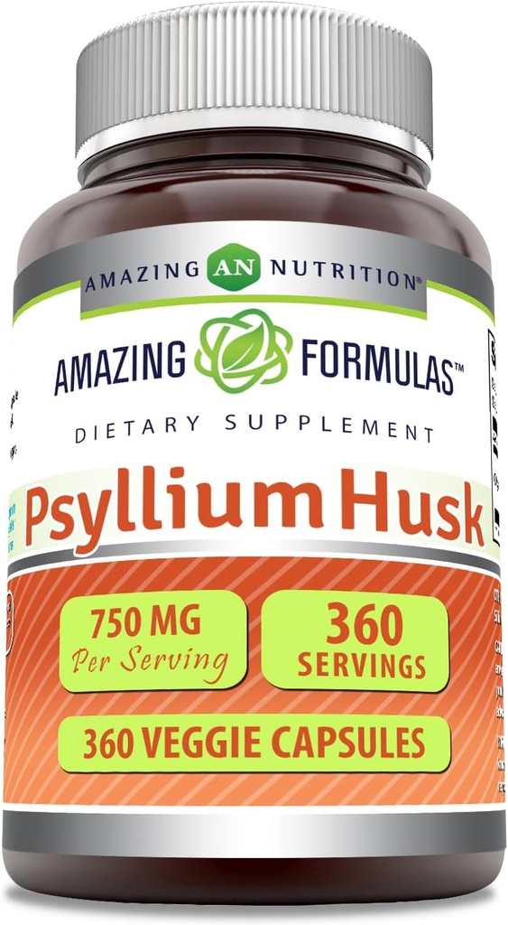Amazing Formulas Psyllium Husk 750mg Veggie Capsules Supplement 