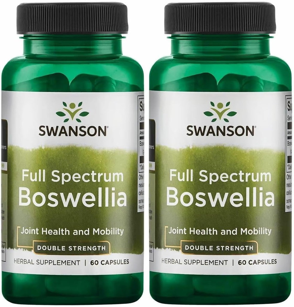Swanson Double Strength Boswellia-Herbal Supplement Promotion Joint Support-Ayurvedic Herb for Joint Flexibility & Mobility Support-Made w/Boswellia Serrata Resin-(60 Κάψουλες, 800mg έκαστο) 2 Pack