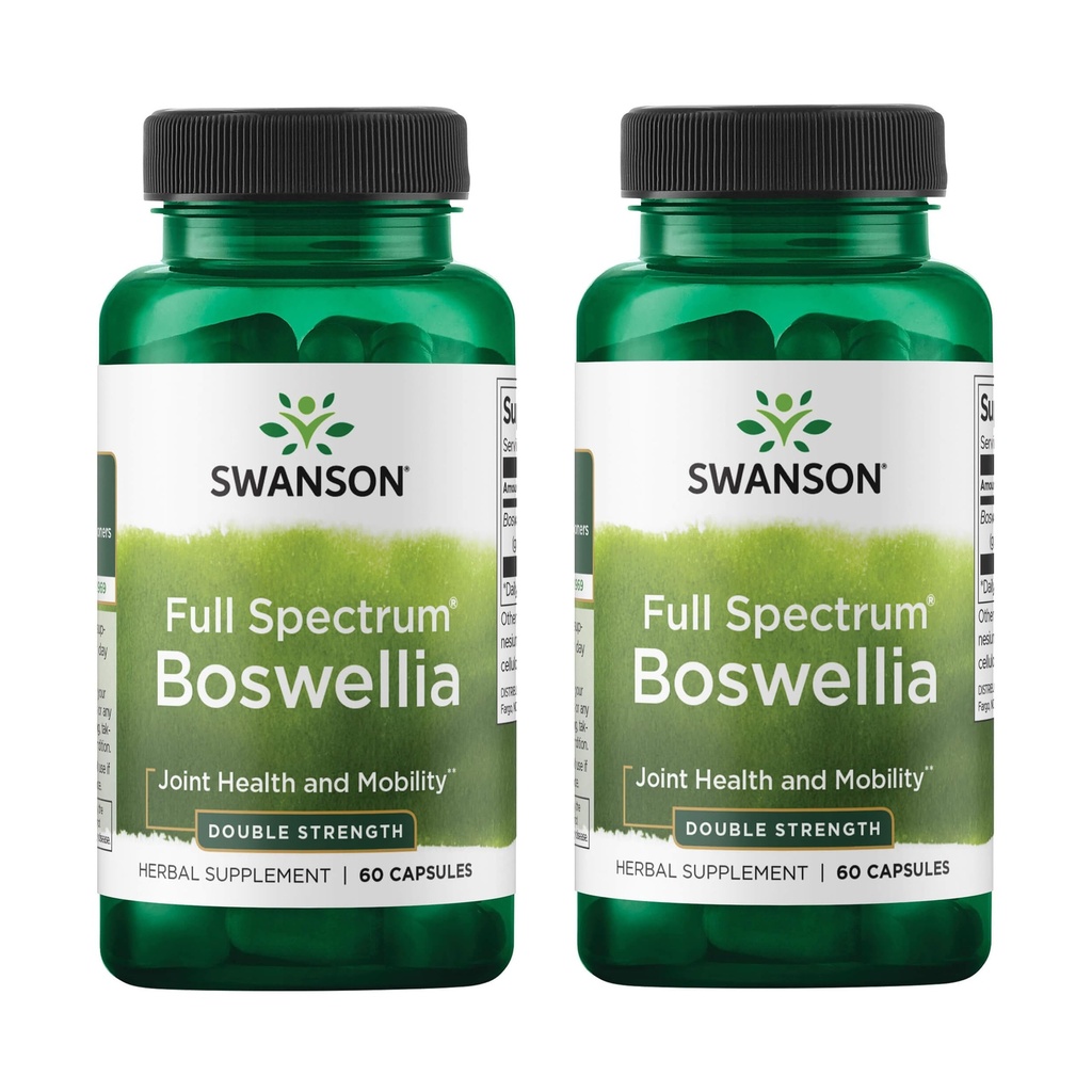 Swanson Double Strength Boswellia-Herbal Supplement Promotion Joint Support-Ayurvedic Herb for Joint Flexibility & Mobility Support-Made w/Boswellia Serrata Resin-(60 Κάψουλες, 800mg έκαστο) 2 Pack