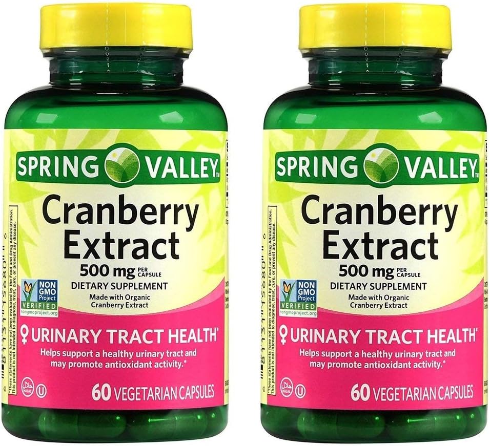 Spring Valley Cranberry Extract Για την ουρολοίμωξη υγεία, συμπλήρωμα διατροφής, Αντιοξειδωτική υγεία, 60 Count, 500 mg ανά κάψουλα (πακέτο του 2)