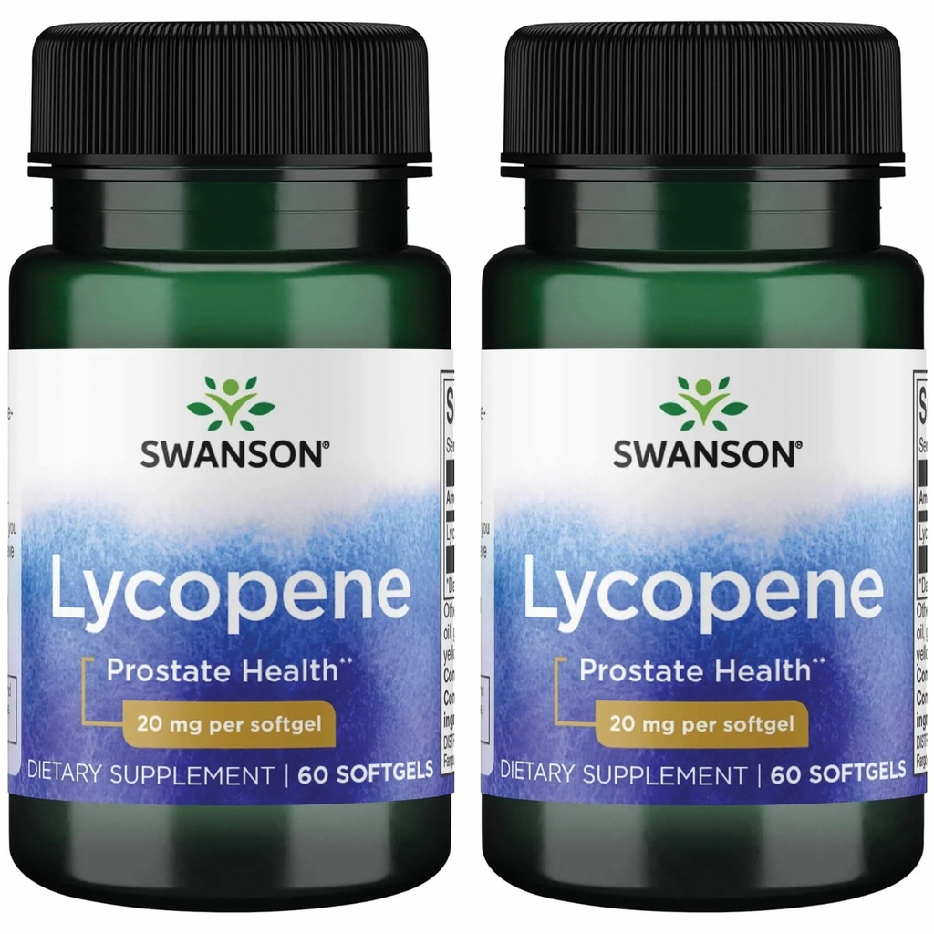 Swanson Lycopene - Φυσικό συμπλήρωμα που προωθεί την υγεία του προστάτη, την υγεία της καρδιάς, και υποστηρίζει την πίεση του αίματος μέσα στο φυσιολογικό εύρος - Mens συμπλήρωμα υγείας - (60 Softgels) 2 Pack