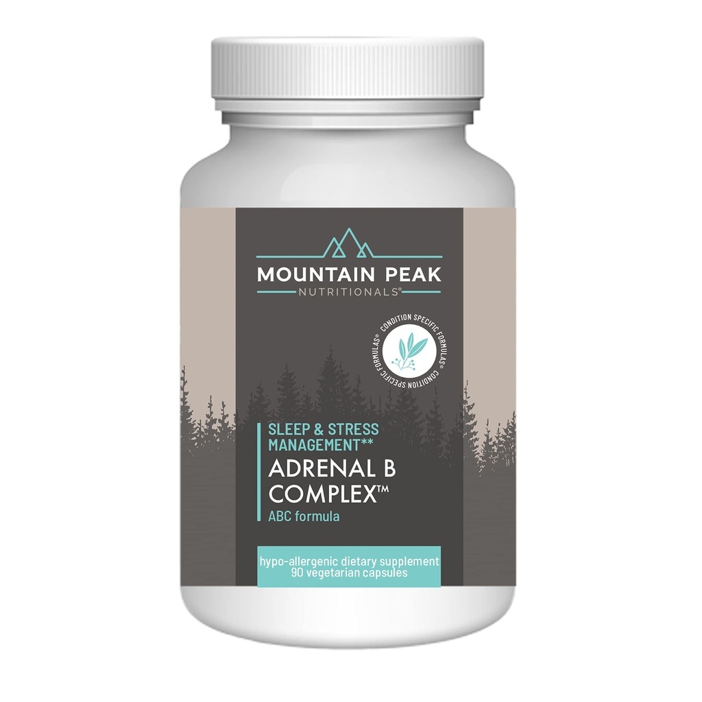 Mountain Peak Adrenal B Complex - Υποστήριξη Κορτιζόλης w/Ashwagandha, Βιταμίνη B6, B12 & C - Βοηθά τα επίπεδα στρες υποστήριξης - Encodrine & συμπλήρωμα υποστήριξης νευρικού συστήματος (90 κάψουλες χορτοφάγων)