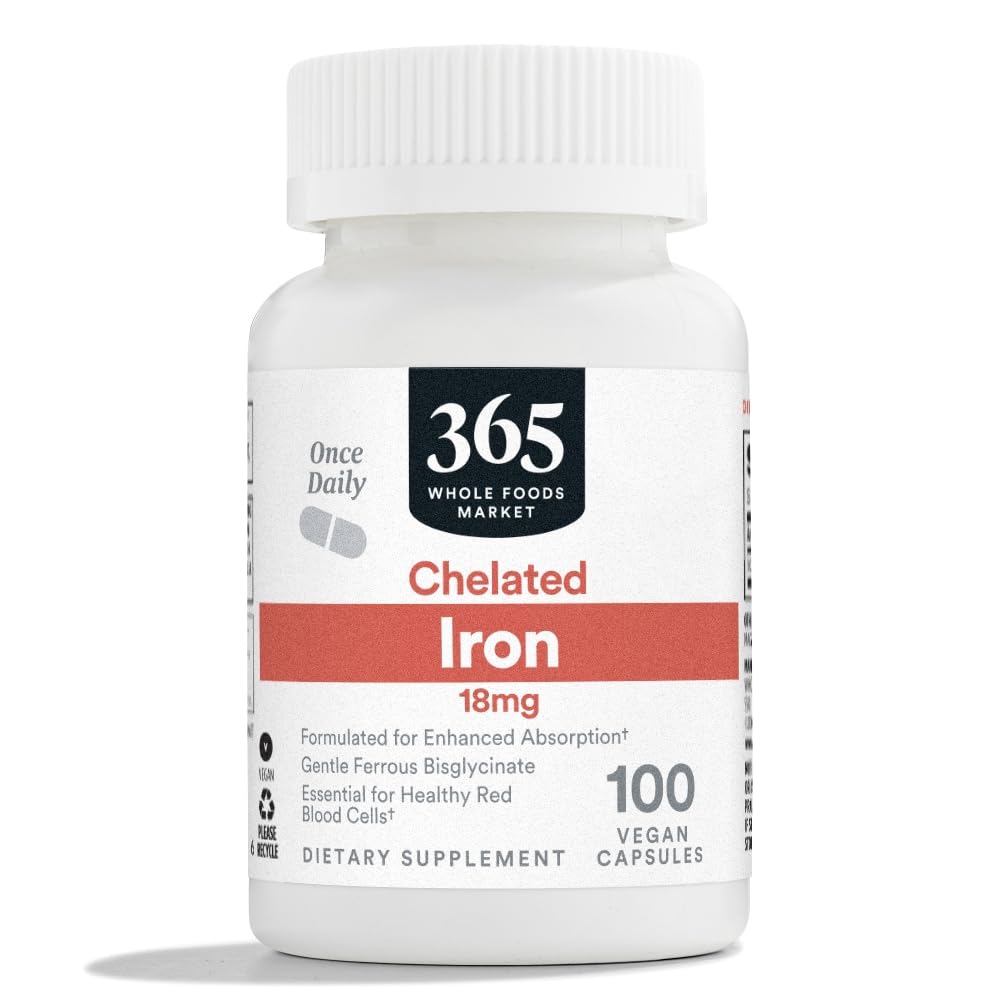365 από ολόκληρη την αγορά τροφίμων, Chelated Iron 18mg, Vegan, 100 κάψουλες