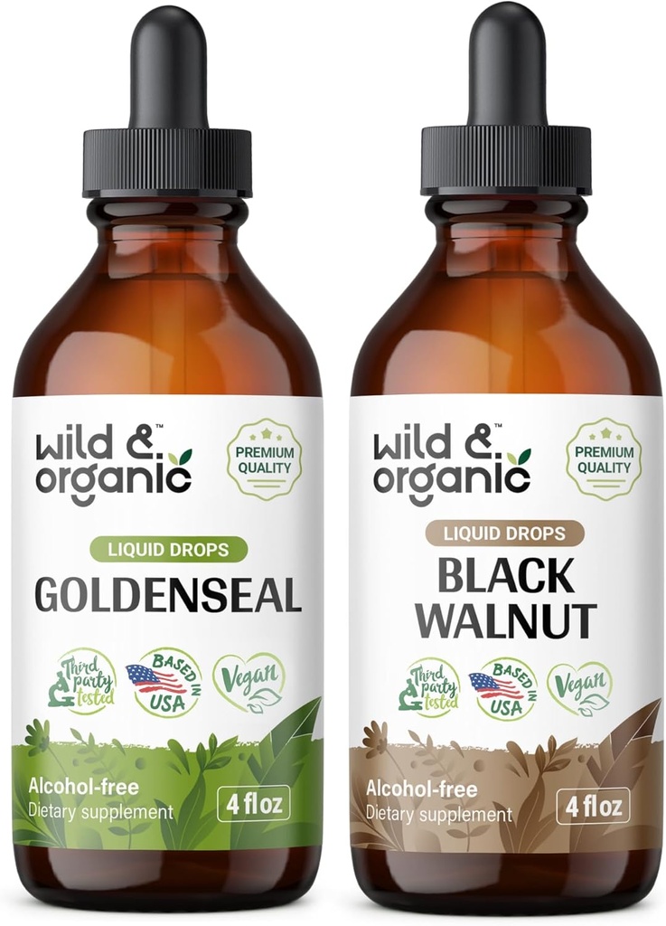 Wild & Organic Goldenseal Tincture 4 fl oz & Black Walnut Tincture 4 fl oz