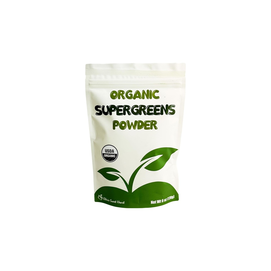 Cherie Sweet Heart Supergreens Σκόνη - Πράσινα Superfood - Βιολογικά Πράσινα Powder Super Greens - Smoothie Powder - Superfood Powder - Σε σκόνη Πράσινο - 6 oz Super Greens Powder - 34 Σερβιέτες