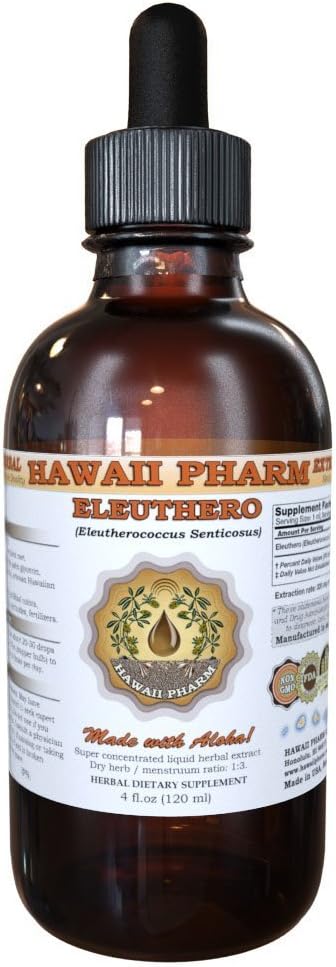 HawaiiPharm Eleuthero Liquid Extract, Βιολογικό Eleuthero (Eleutherococcus Senticosus) Σιβηρικό Ginseng Αποξηραμένο Βαφή ρίζας συμπλήρωμα 2 oz