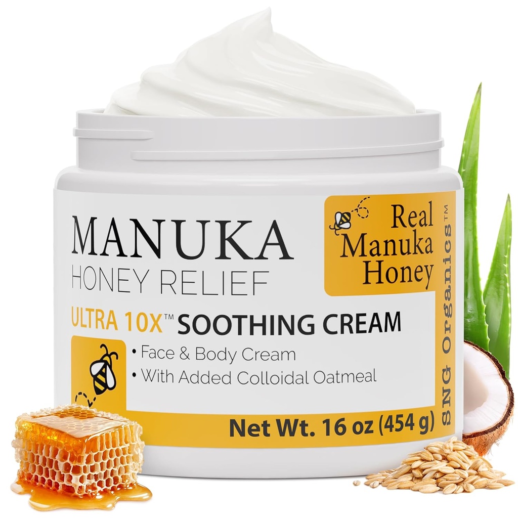 Super Natural Goods Manuka Honey Cream (16oz) – Ενυδατική Lotion για όλους τους τύπους δέρματος Κατάλληλο για παιδιά και ενήλικες 