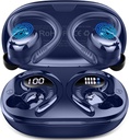 Wireless Earbuds Sport, 2025 Bluetooth 5.4 Headphones with Earhooks, 50H Stereo Deep Bass Over Ear Buds with 4 ENC Noise Canceling Mics, IP7 Waterproof Earphones for Running Workout Gym -Blue