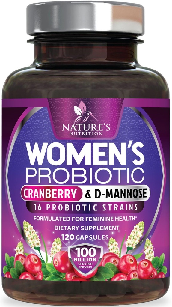 Probiotics for Women 60 Billion CFU - 16 Strains, Prebiotics & Cranberry, PH Balance, Digestive Health, Κολπική & Ανοσολογική Υποστήριξη, Γυναικεία Προβιοτικά για την Υγεία των Ούρων, Ράφι Σταθερή - 120 Κάψουλες