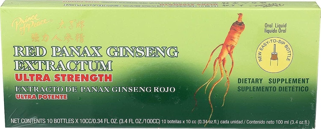 Ultra Strength Red Panax Ginseng Extract - Prince of Peace, 30 btl, 10cc each, Pack of 3