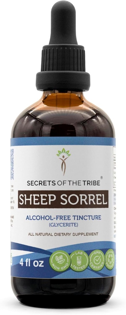 Sheep Sorrel Tincture Alcohol-Free Extract, Sheep Sorrel (Rumex Acetosella) Dried Herb 4 oz