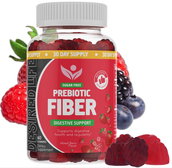 Χωρίς ζάχαρη Προβιοτικές Ίνες Gummies για ενήλικες παιδιά Μικτή Berry Flavor Plant Συμπλήρωμα για γυναίκες άνδρες, Καθημερινή Digestive Υγεία Κανονικότητα 60 Count (πακέτο του 1)