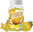 Συγκρότημα μονοένυδρων Gummies Creatine για άνδρες και γυναίκες -Προηγμένη Φόρμουλα W/L-Taurine + Βιταμίνη B12, Συμπλήρωμα χωρίς ζάχαρη, 90 Gummies ανανά