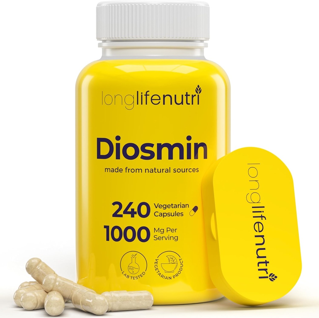 Diosmin 1000mg Advanced Formula - 240 κάψουλες για την υποστήριξη της κυκλοφορίας υγείας, 4-Month Supply, Non-GMO, Made in USA - Daily Wellness Συμπληρωματικό