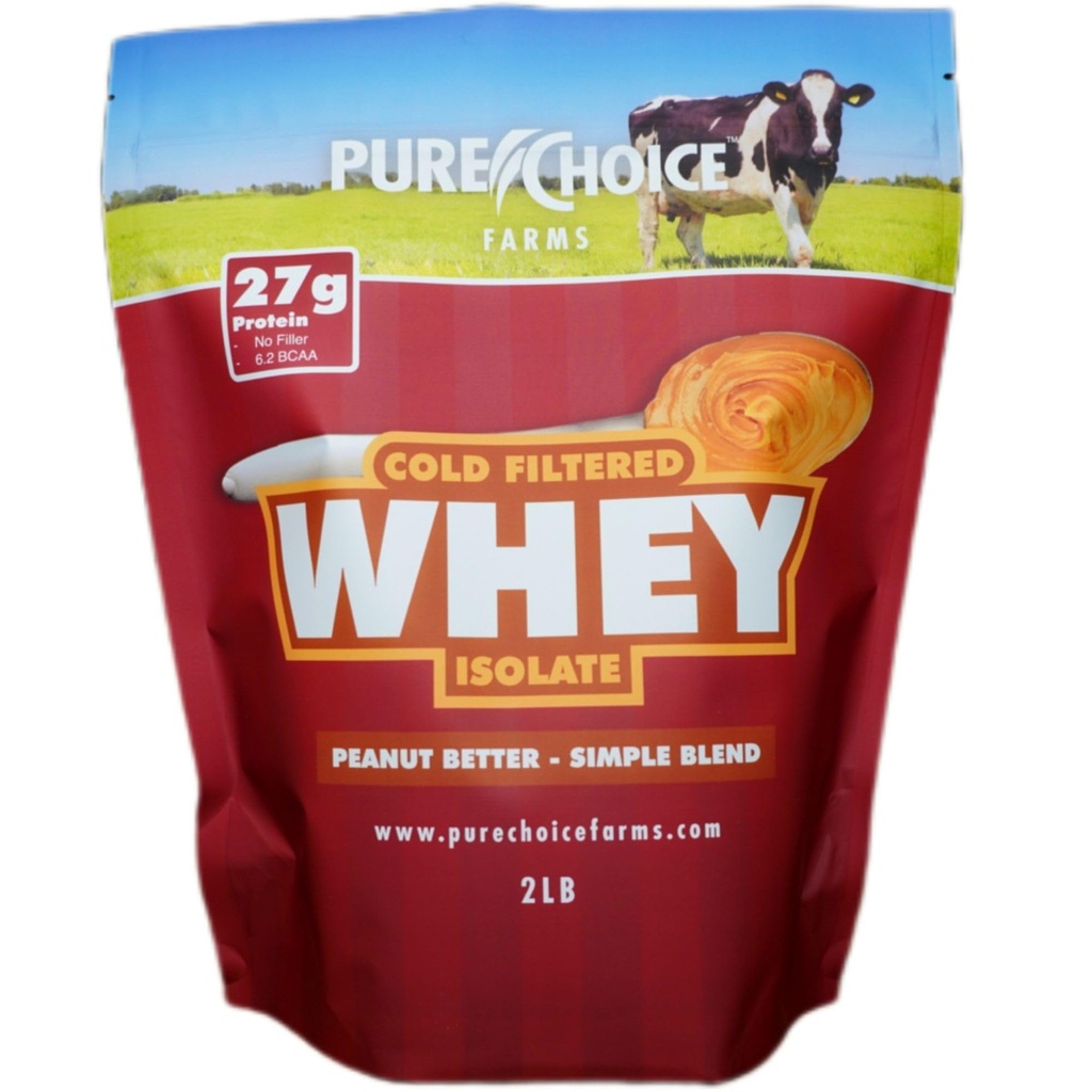 Pure Choice Φυστικοβούτυρο Whey Isolate Protein Powder, 28g Πρωτεΐνη & Χαμηλό Λίπος, Καλύτερο κρύο Φιλτραρισμένο & Μη μετουσιωμένο Whey, Χωρίς πληρωτικά ή τεχνητά γλυκαντικά (Βούτυρο Peanut, 12 oz)
