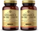 SOLGAR Vitamin E 200 IU - 100 Softgels, Συσκευασία των 2 - Φυσικό Αντιοξειδωτικό, Υποστήριξη ανοσοποιητικού συστήματος - Χωρίς γλουτένη, Χωρίς γαλακτοκομικά - 200 Σύνολο Σερβιρίσματος