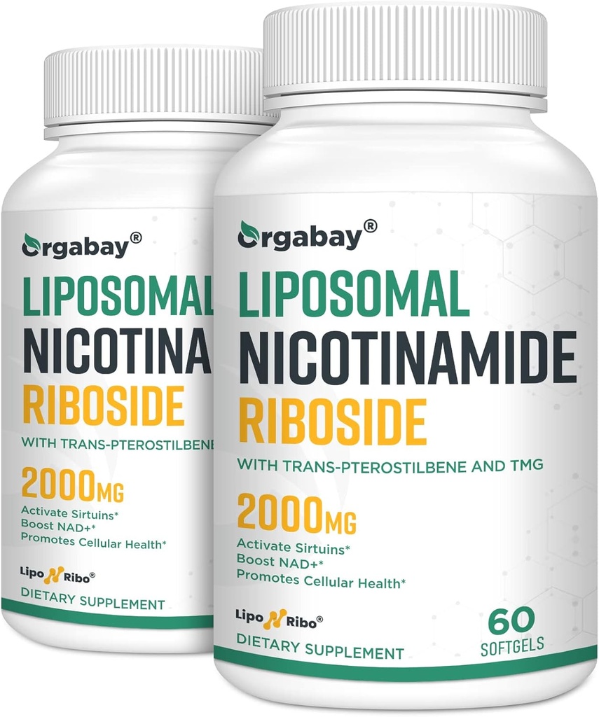 Orgabay Liposomal Nicotinamide Riboside 2000 MG με TMG και Pterostilbene, Ενισχύοντας NAD+, Υποστήριξη Υγιεινή γήρανση, 120 κόμης