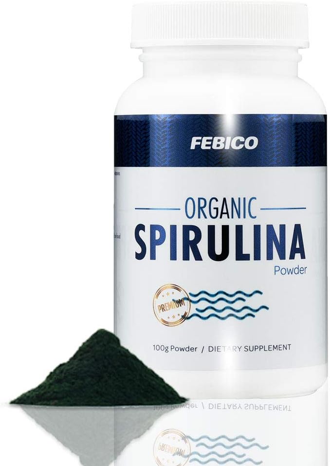 Premium Βιολογικό Spirulina σε σκόνη- Vegan, Εμπλουτισμένη βιταμίνη B12 Complex, Phycocyanin, Energy Boost, Μη-GMO, Χωρίς γλουτένη και μη-ακτινοβολημένο, USDA, Naturland, Halal Certified-100g
