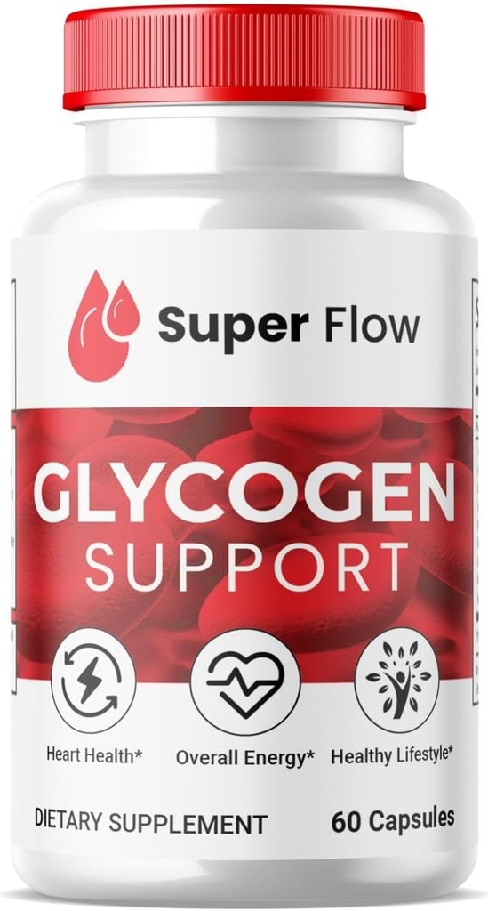 (1 Pack) Super Flow Glycogen, SuperFlow Glycogen Υποστήριξη Κάψουλες, Glyco Optimizer Formula, Φυσικό καθαριστικό δοχείο αίματος, Premium Super Flow Glycogen Υποστήριξη (60 κάψουλες)