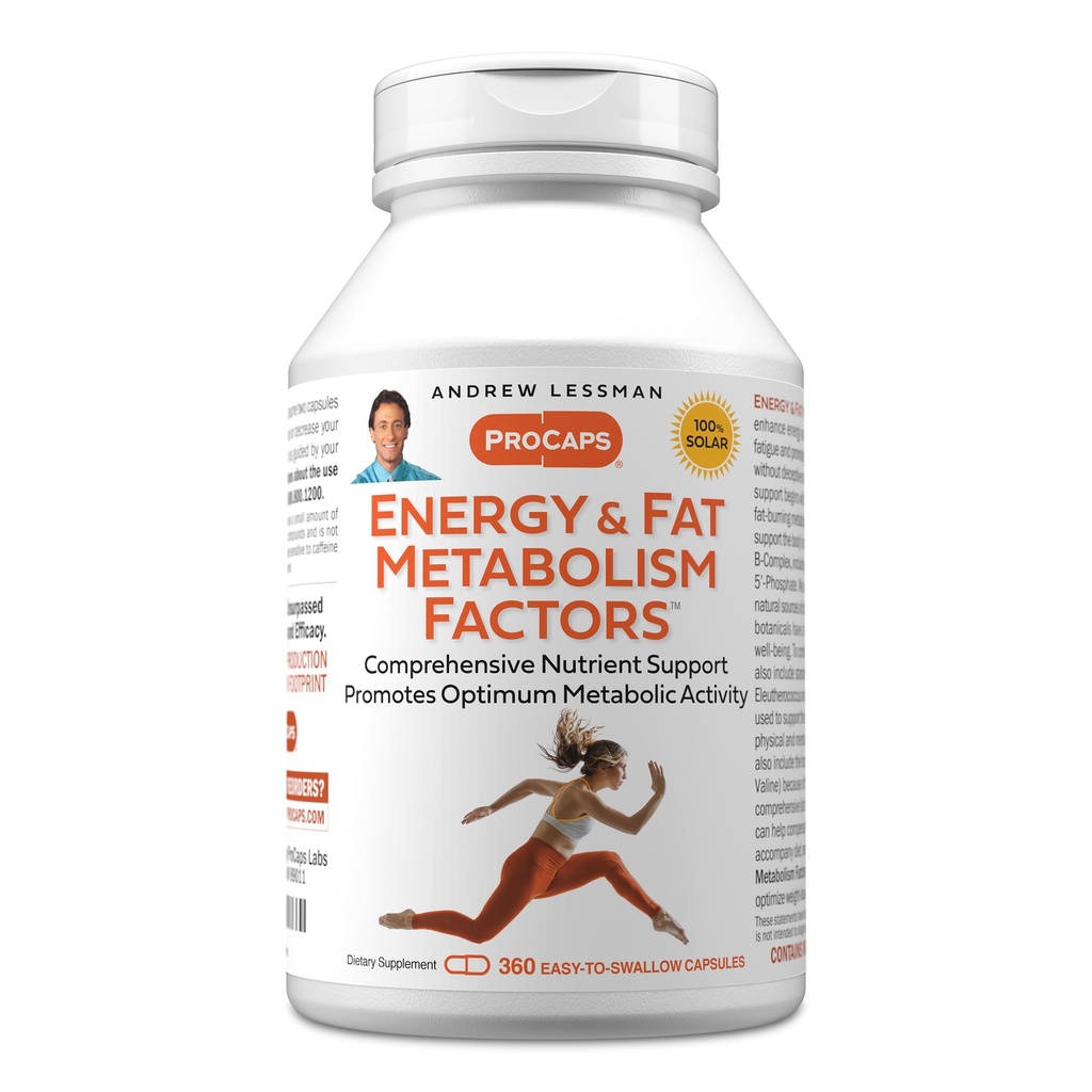 ANDREW LESSMAN Energy and Fat Μεταβολισμός Παράγοντες 360 Κάψουλες - Προάγει την βέλτιστη καύση λίπους και την ενέργεια Μεταβολισμός, με Carnitine, Πράσινο Τσάι, Guarana, Ginseng, B-Complex. Εύκολο να καταπιείτε κάψουλες