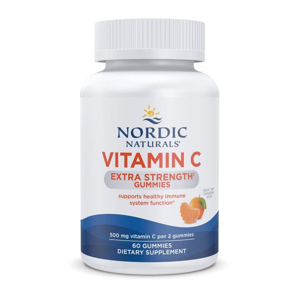 Σκανδιναβικά φυσικά Βιταμίνη C Extra Strength Gummies - Tangerine Flavor - 60 Gummies - 500 mg Vegan Vitamin C Συμπλήρωμα - Χαμηλή Ζάχαρη Ανοσοποιητικό - Υποστήριξη - 30 Σερβιέτες