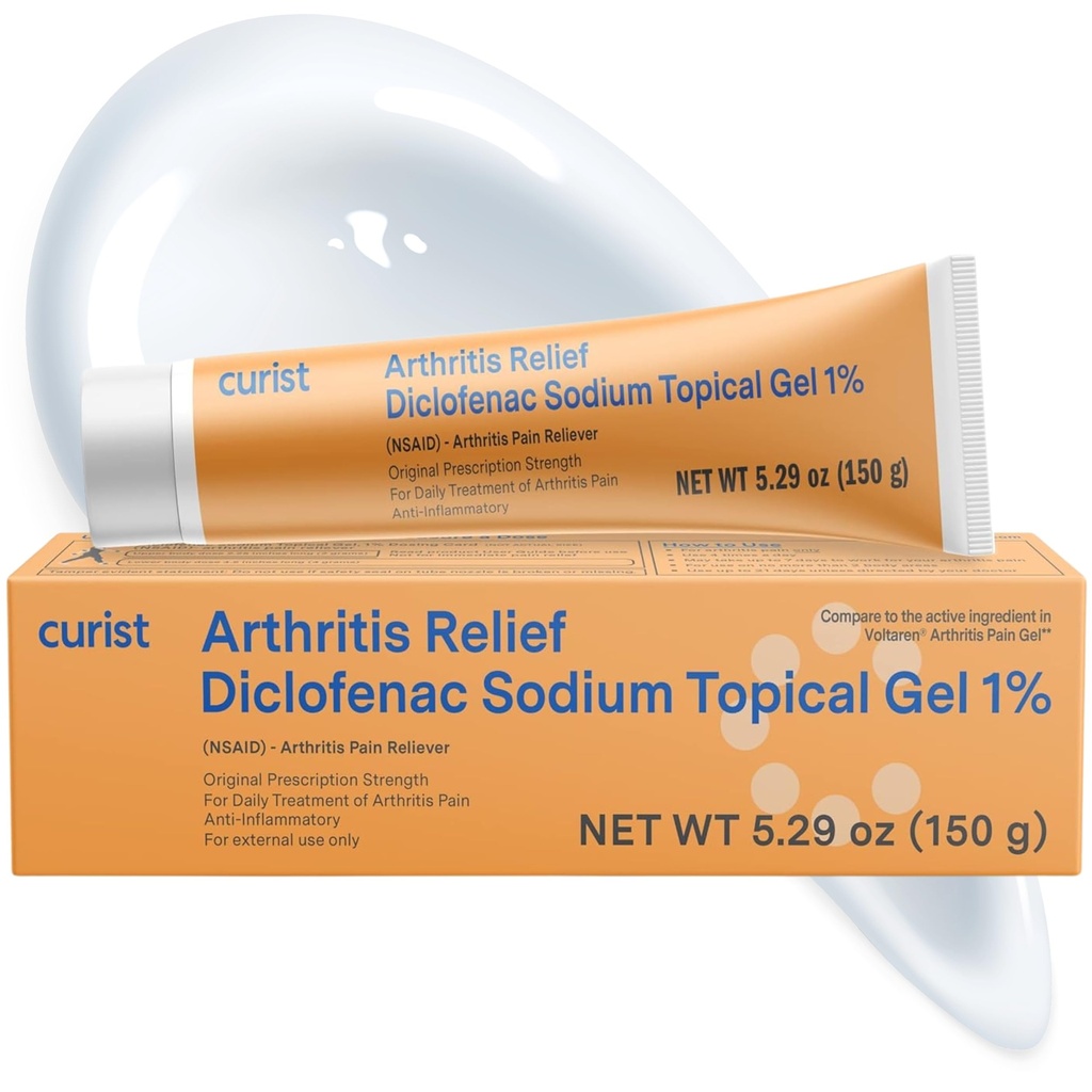 Curist Diclofenac Sodium Topic Gel 1 Ποσοστό 150g για τον πόνο της αρθρίτιδας - Joint Pain Relief for Hand/Foot Pain, Knee/Elbow Pain & Ankle Pain - 1% - 5.29oz