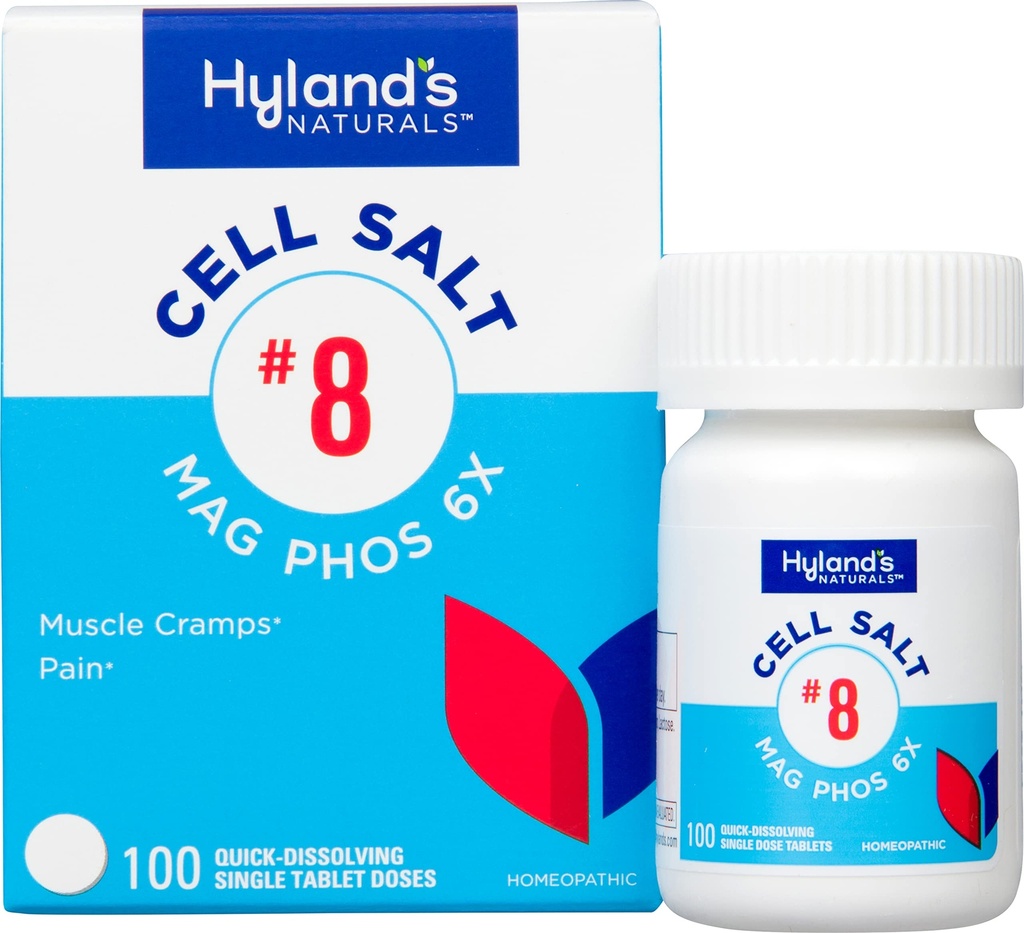 8 Κυτταρικό Αλάτι Mag Phos 6X, PMS Relief, Φυσική Ομοιοπαθητική Ανακούφιση του Εμμηνορρυϊκού Πόνου και των Συμπτωμάτων Μυϊκών Καταρρακτών, Μυϊκός Χαλαρωτικός, Ταμπλέτες Γρήγορης Διάλυσης, 100 Μέτρα
