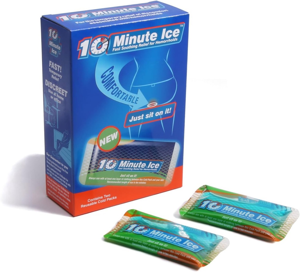 Θεραπεία αιμορραγοειδών για γρήγορη ανακούφιση. Περιλαμβάνει δύο διαμορφωμένες παγοθήκες για να συγκεντρώσει ανακούφιση (2 πακέτο)