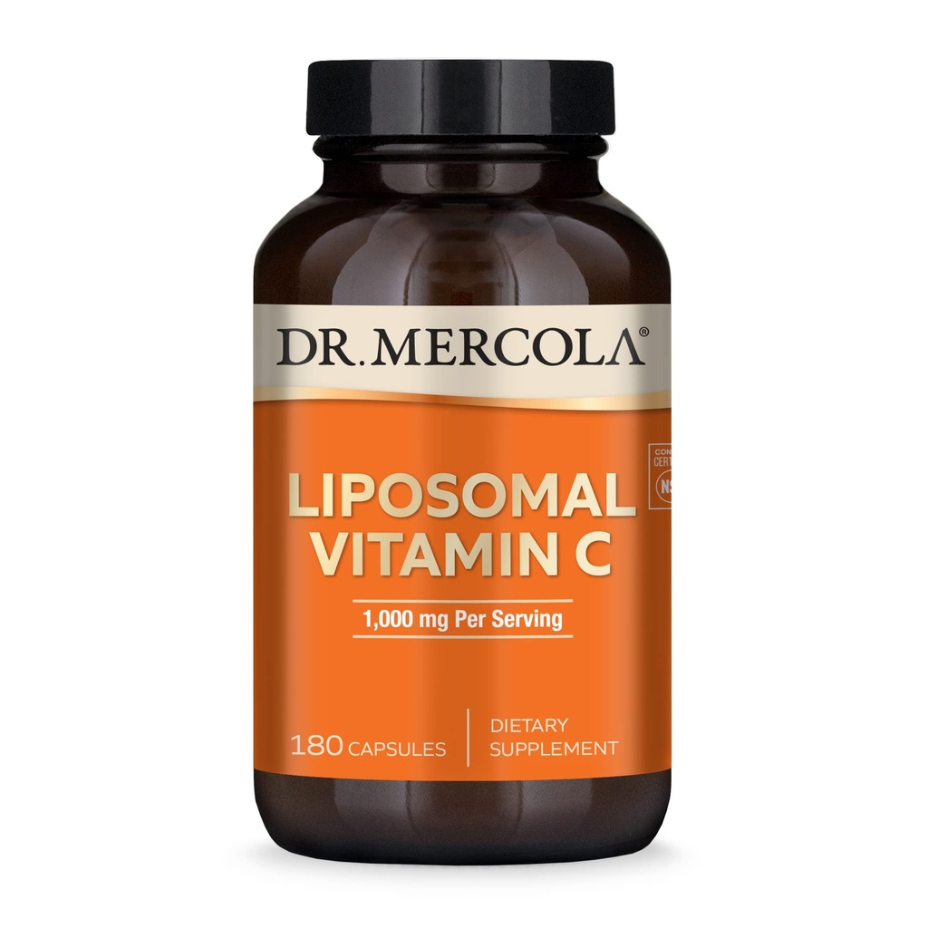 Δρ. Mercola Liposomal Vitamin C - Εγκέφαλος, καρδιά, μάτι & ανοσοποιητική υποστήριξη - Παρέχει 1.000 mg βιοδιαθέσιμη βιταμίνη C - μη ΓΤΟ, χωρίς γλουτένη & χωρίς σόγια - 180 κάψουλες (90 Σερβιέτες)