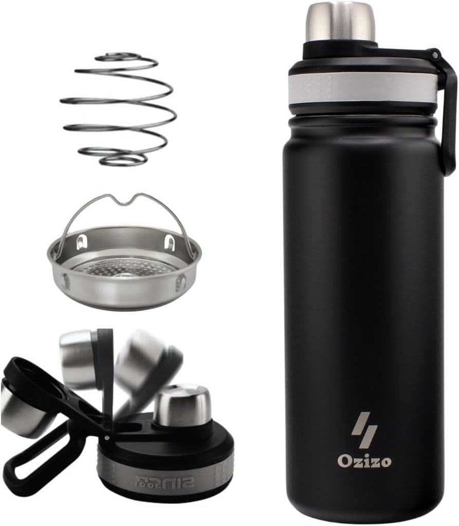 Ozizo 22 oz μπουκάλι αναδευτήρα πρωτεΐνης από ανοξείδωτο χάλυβα με φίλτρο και μπάλα ανάμειξης