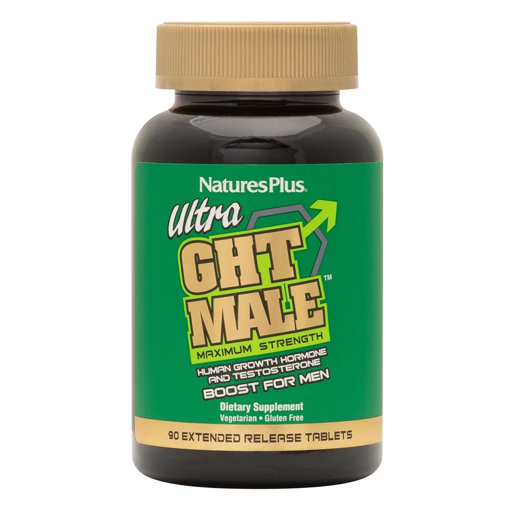 NaturesPlus Ultra GHT Male Extended Release Bilayer Tablets - 90 χορτοφαγικά συμπληρώματα - Μέγιστη δύναμη Φυσική τεστοστερόνη & ανθρώπινη αυξητική ορμόνη Boost-Gluten-Free - 30 Σερβιέτες