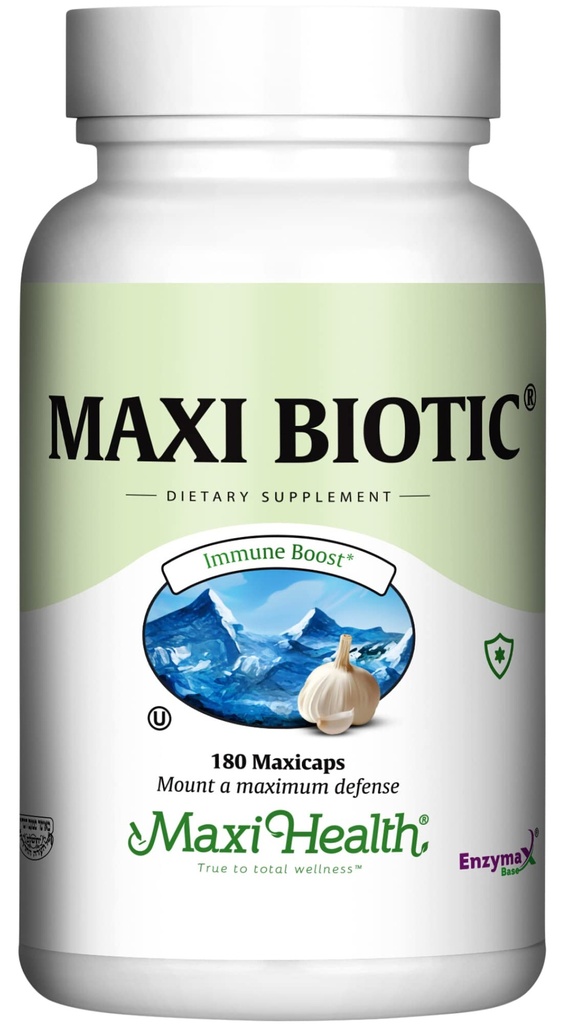 Maxi Health - Maxi Biotic Aged Garlic Extract Capsules (180 Count) | Kyolic Garlic Supplement with Spirulina, Echinacea, Oregano and Enzymax - Natural Antioxidant