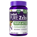 ZzzQuil PURE Zzzs Triple Action, Μελατονίνη Gummies, Μελατονίνη 6mg, 3X Μελατονίνη, Βοήθεια για τον Ύπνο με Ashwagandha, Ηρεμία Mood, Αντιοξειδωτική Δράση, Βοηθήματα Ύπνου για Ενήλικες, 60 Gummies Ύπνου