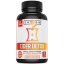 Zhou Cider Detox - Κάψουλες μηλίτη μηλίτη με μητέρα, Ακατέργαστα φυσικά χάπια ACV για γυναίκες & άνδρες, Βότανο Complex συμπλήρωμα με Turmeric & πιπέρι Cayenne - 60 κάψουλες Vegan