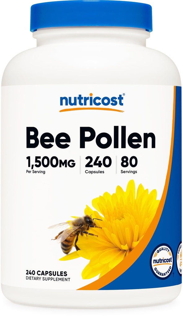 Nutricost Bee Pollen (240 κάψουλες, 80 υπηρεσίες) (1.500 MG ανά υπηρεσία) - Μη GMO, GMP Compliant