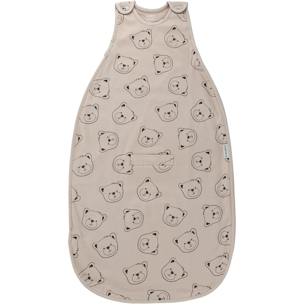 Woolino Merino Μαλλί και οργανικό βαμβάκι Ultimate Baby Sleep Sack - 4 Season Baby Wearable Κουβέρτα - Two-Way Zipper ρυθμιζόμενη τσάντα ύπνου - Universal Size (2-24 Μήνες) - αρκουδάκι