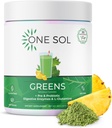One Sol Greens, Super Greens Powder για τη μείωση του Bloating & βελτίωση της υγείας των ορνίθων, Superfood Fresh Bloom Organic Greens Blend Juice & Smoothie Mix, Pre & Probiotic με Digestive Enzymes, Vegan & Soy Free