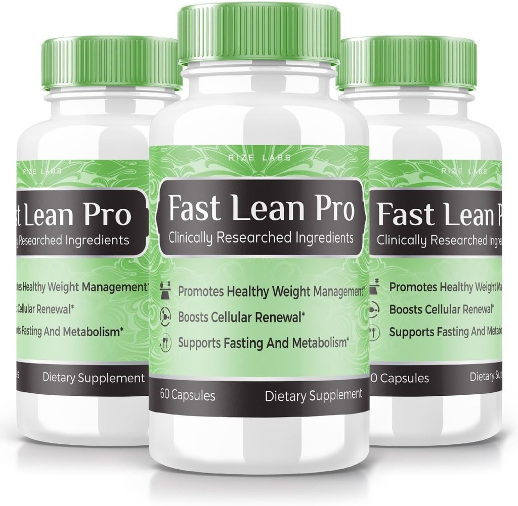 rize labs - Fast Lean Pro Συμπλήρωμα Διατροφής, Advanced Formula Κάψουλες για επιπλέον δύναμη, μη ΓΤΟ, Προωθεί Υγιεινή Διαχείριση Βάρος (180 Κάψουλες) (Επίσημη Συσκευασία των 3)