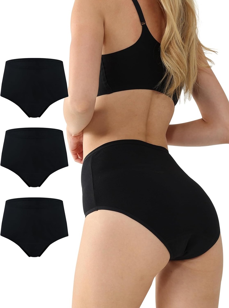 BATTEWA Διαρροή Απόδειξη Εσώρουχα για γυναίκες Πλένεται, Ακράτεια Απορροφητικά Βαμβακερά Βαμβακερά Βαμβακερά Βαμβακερά Λήξη Προστατευτικό 50ML (Μαύρο, X-Large,3-Pack)