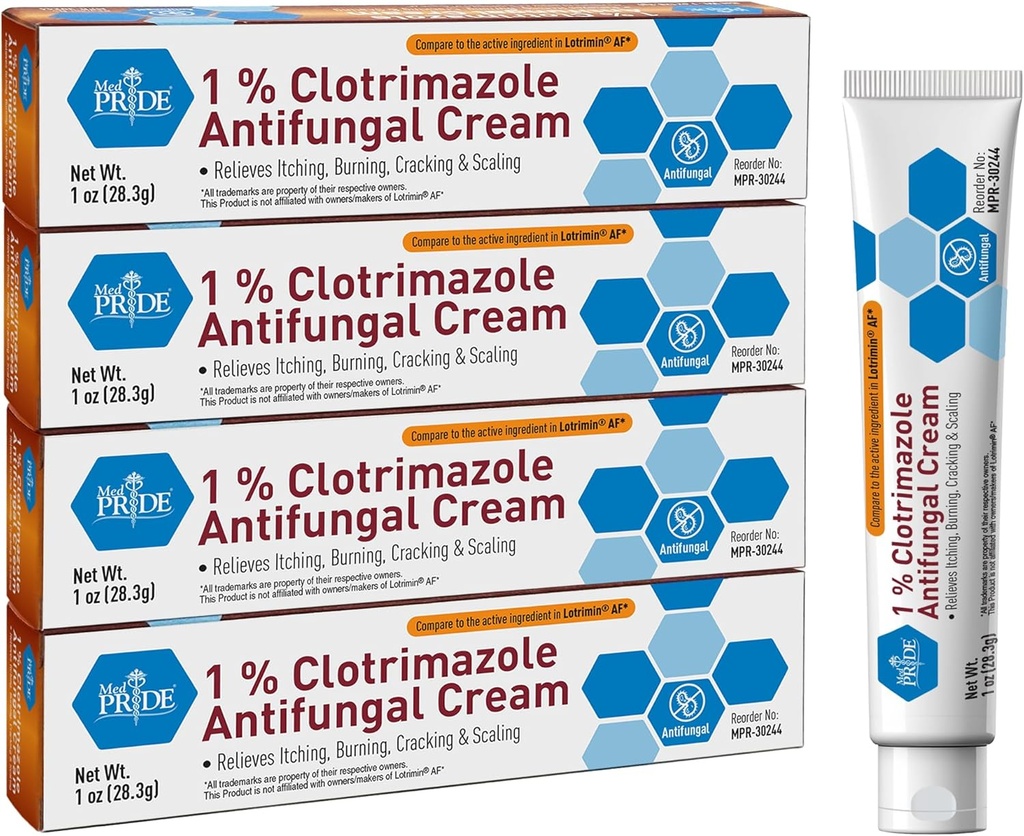 MED PRID Clotrimazole Αντιμυκητιασική Κρέμα 1 Τοις εκατό θεραπεύει το πόδι του αθλητή Jock Itch Ringworm Ανακουφίζει την φαγούρα θεραπεία φροντίδας του δέρματος για το μωρό 4 συσκευασίας