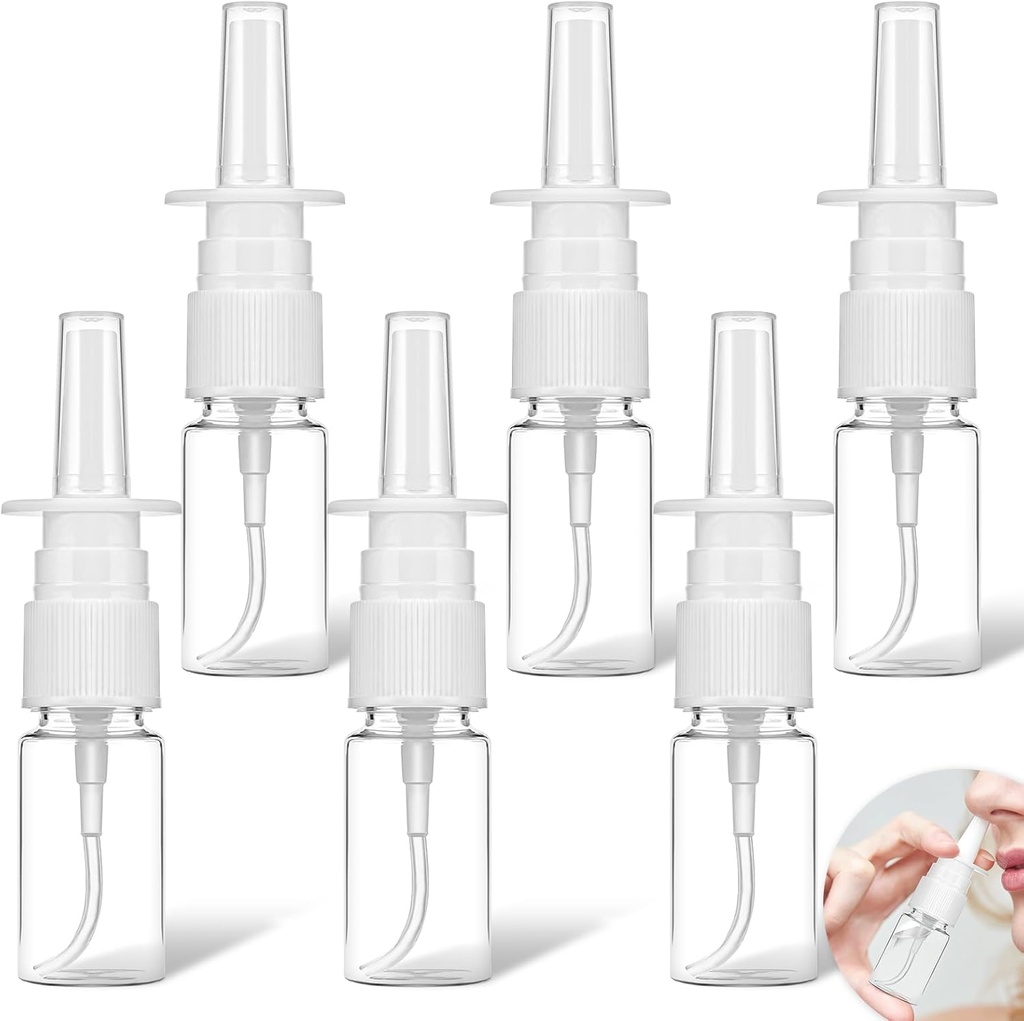 6 Pcs Clear Ρινικά μπουκάλια ψεκασμού, 10ml άδειο μπουκάλι ψεκασμού Refillable Atomiser Small Mist ψεκαστήρες με Press Spray Head Πλαστικό δοχείο ψεκασμού για αιθέρια έλαια, απολυμαντικό τραύματος
