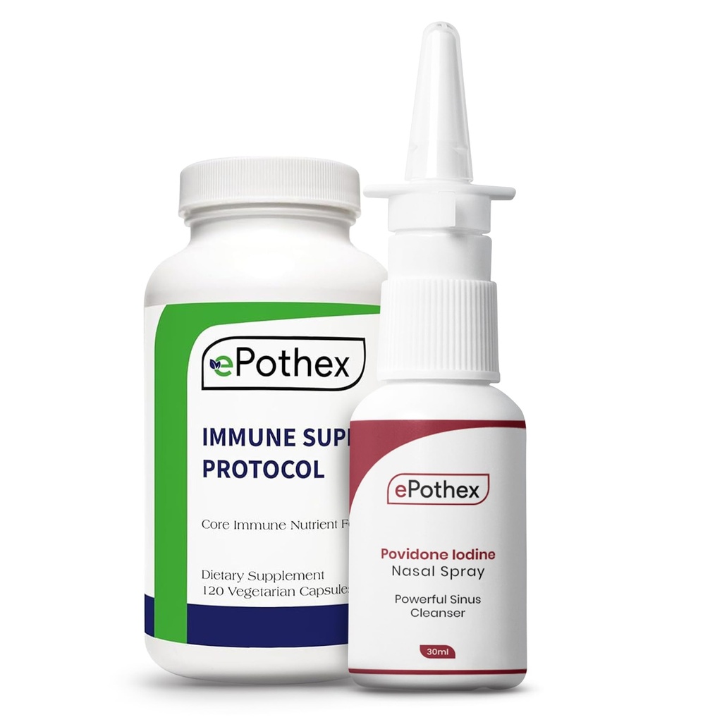 EPOTHEX Immune Response Recovery Bundle - Immune Support Protocol - 1% Povidone Iodine Nasal Spray