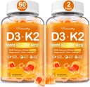 Βιταμίνη D3 K2 5000IU / 10000 IU Gummies για Ενήλικες - K2 D3 Συμπλήρωμα βιταμίνης με 600mg Ασβέστιο, K2 (MK-7) 200mcg, Μαγνήσιο, Ψευδάργυρο, Ωμέγα-3 - Υποστηρίζει Απορρόφηση ασβεστίου και Ανοσοποιητική Υγεία