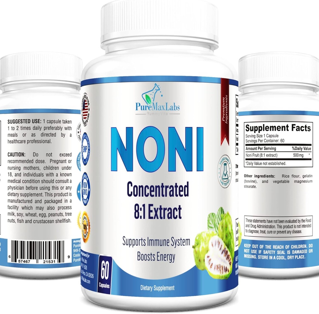 Noni Capsules - Noni Fruit Extract, (Morinda Citrifolia), Immune Support - 60 Capsules